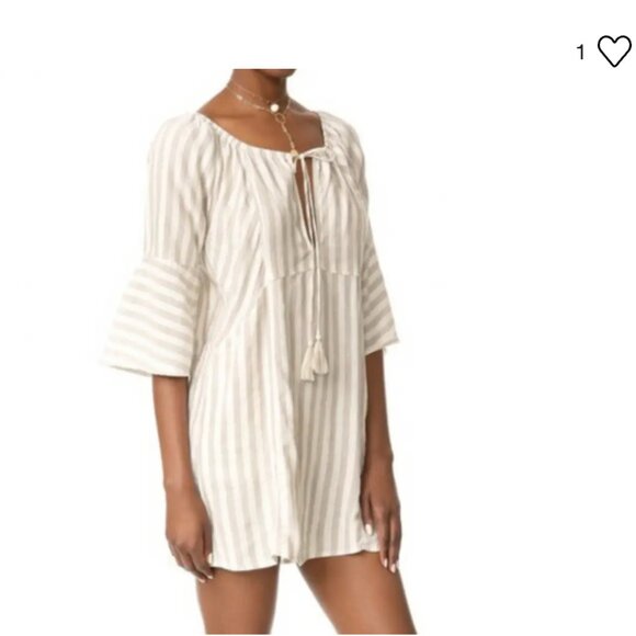 Free People Linen Folk Town Cream & White Striped Dress - Good condition, Size M - Picture 16 of 16